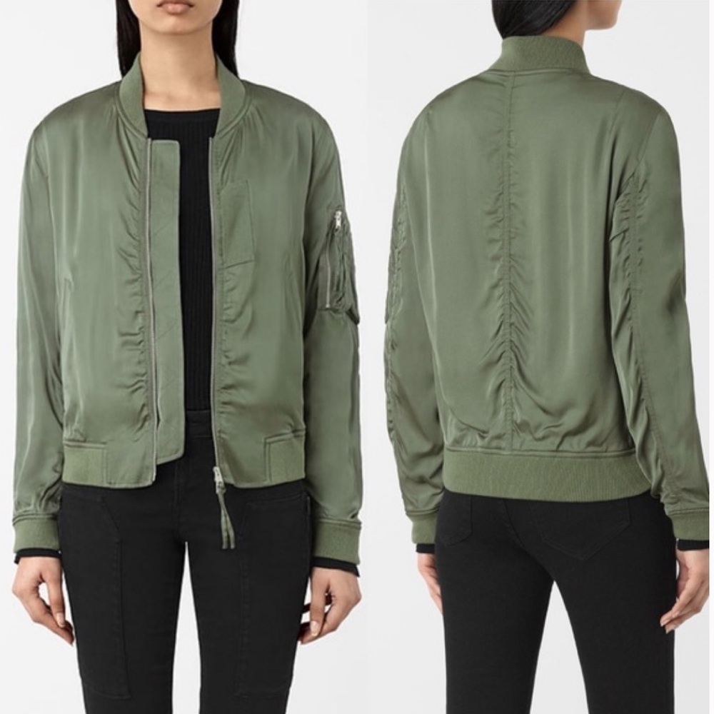 AllSaints Kuma bomber jacket size extra small in military green
